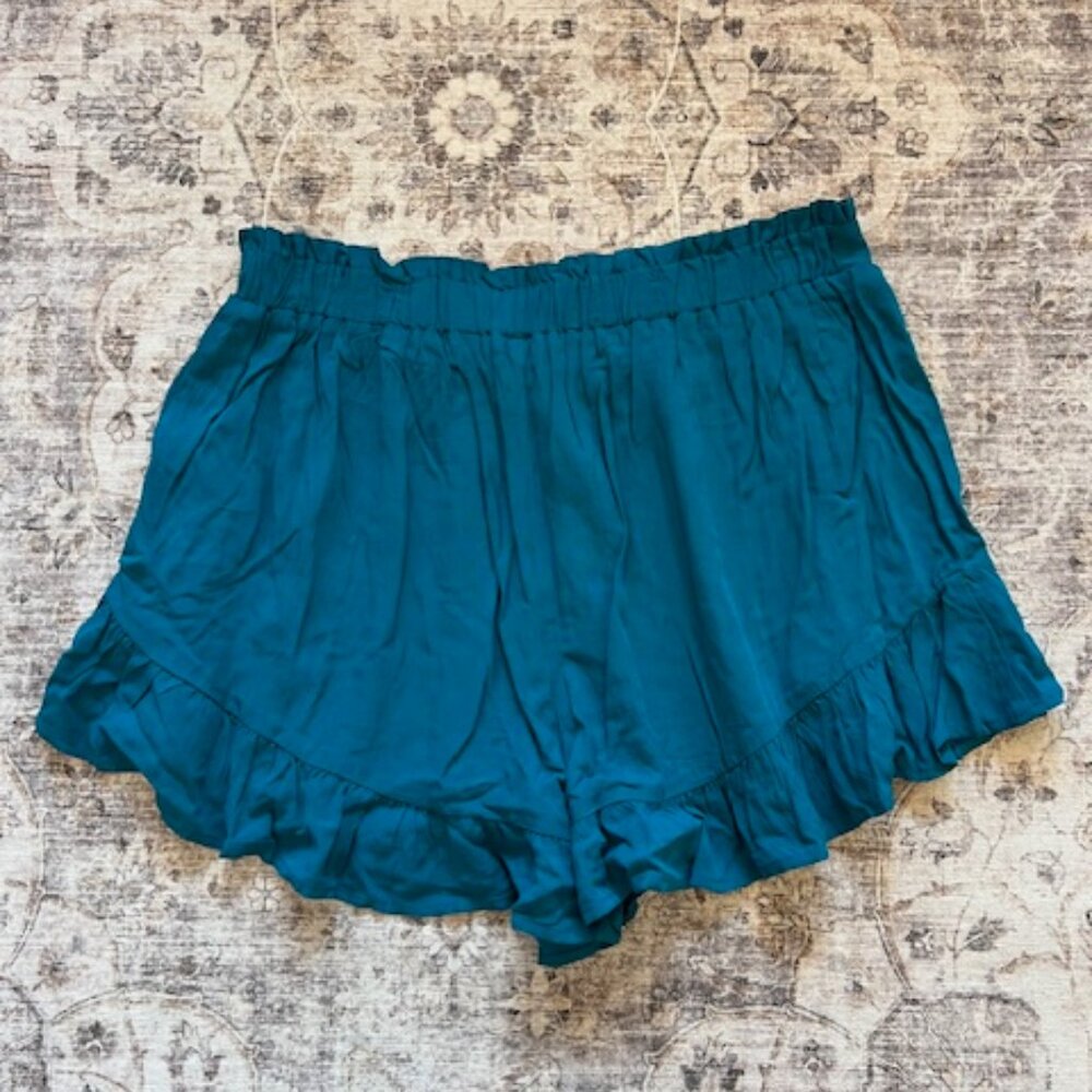 Womens Teal Soft Frilly Shorts, Wild Fable Brand, Size Medium (oversized)